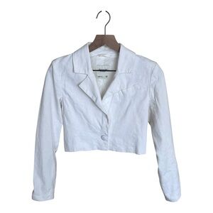 Abercrombie Cropped Linen-Blend Blazer - White XXS